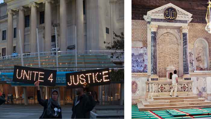 اعتراضات در موزه‌ی بروکلین، عکس از ایزاک کَپلان؛ غرفه‌ی آیسلَندیک در بینال ونیز (۲۰۱۵)، عکس از الکس جان بِک 