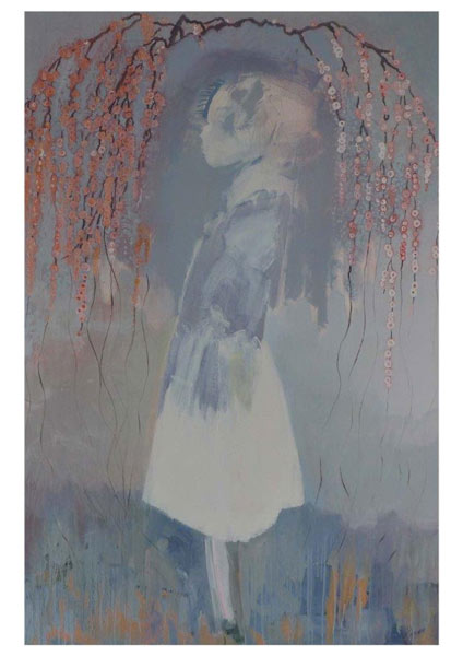 Arita Shahrzad, Girl in The Garden, Acrylic and oil on canvas